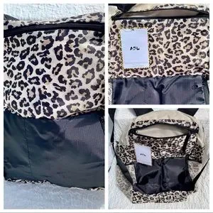 NWT APL Cream & Leopard ? Print All Purpose Polyester Backpack Expandable Pack APL All Purpose Packable Backpack Cream Beige Animal Leopard  main image 3